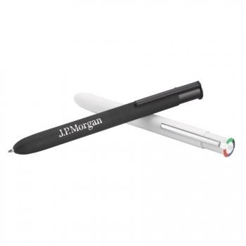 Stylo 4 couleurs en aluminium recyclé toucher gomme