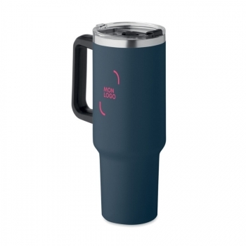 Mug isotherme en acier inoxydable recyclé avec paille 1,2 L