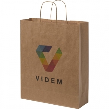 Sac en papier kraft 80-90 g/m² avec poignées torsadées 32 x 12 x 40 cm