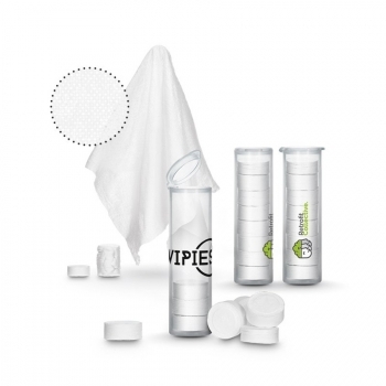 Lingettes compressées réutilisables en tube de 8 pastilles